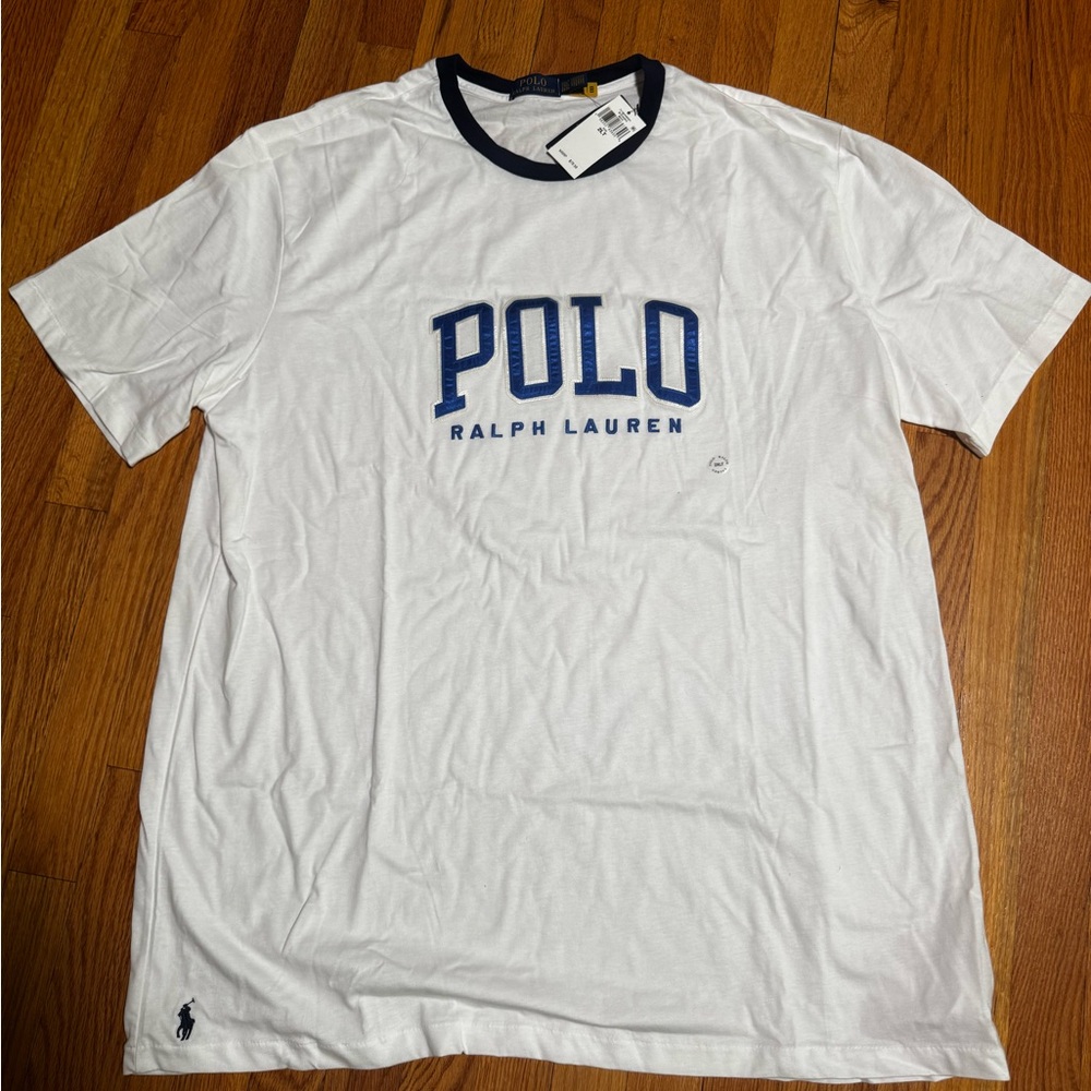 Ralph Lauren White Tee with Blue Accents